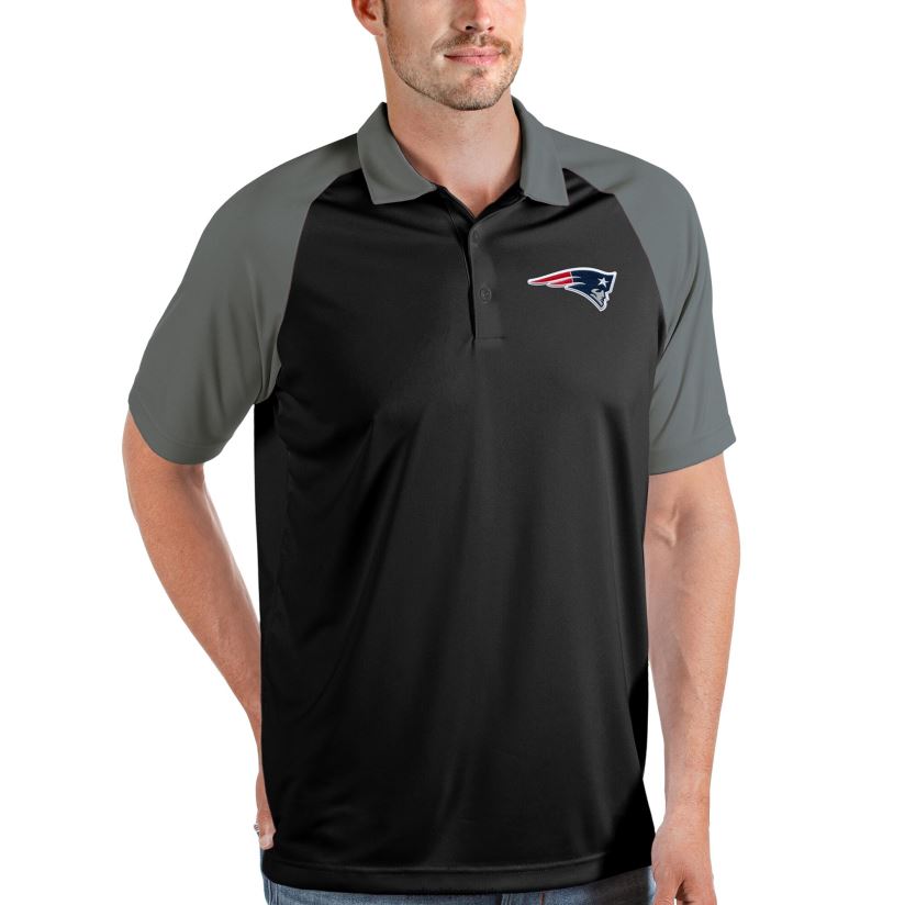 Antigua Black/Steel Nova Polo Men Patriots Jersey Clothing 6B6H8J1493