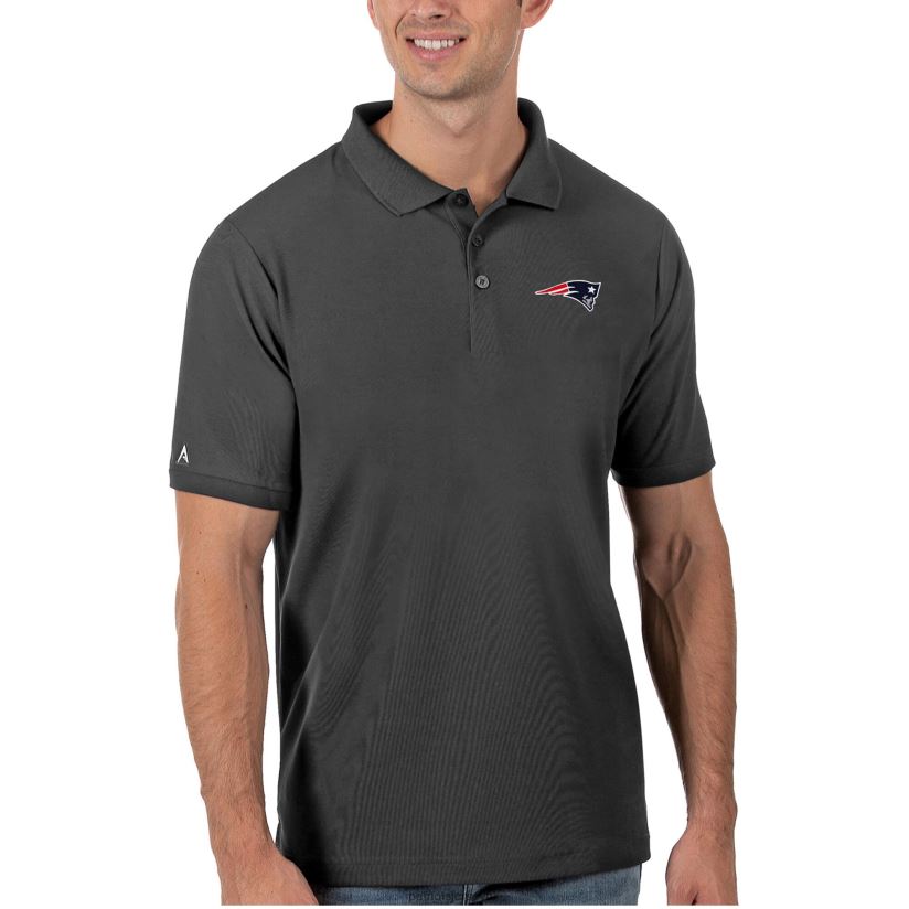 Antigua Charcoal Legacy Pique Polo Men Patriots Jersey Clothing 6B6H8J1609
