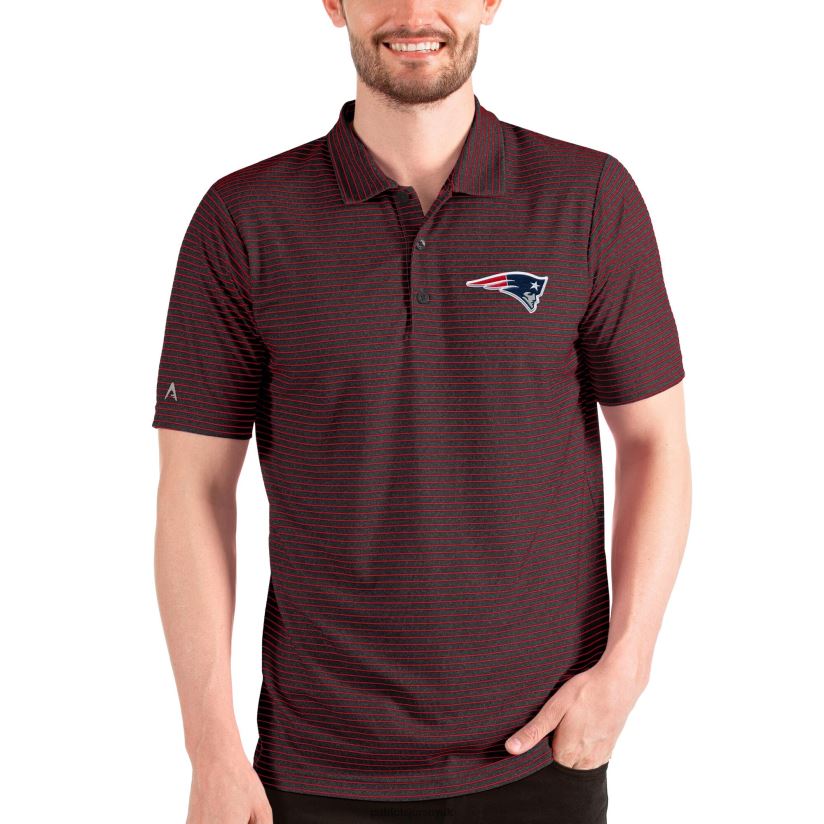 Antigua Heathered Black/Red Esteem Polo Men Patriots Jersey Clothing 6B6H8J1482