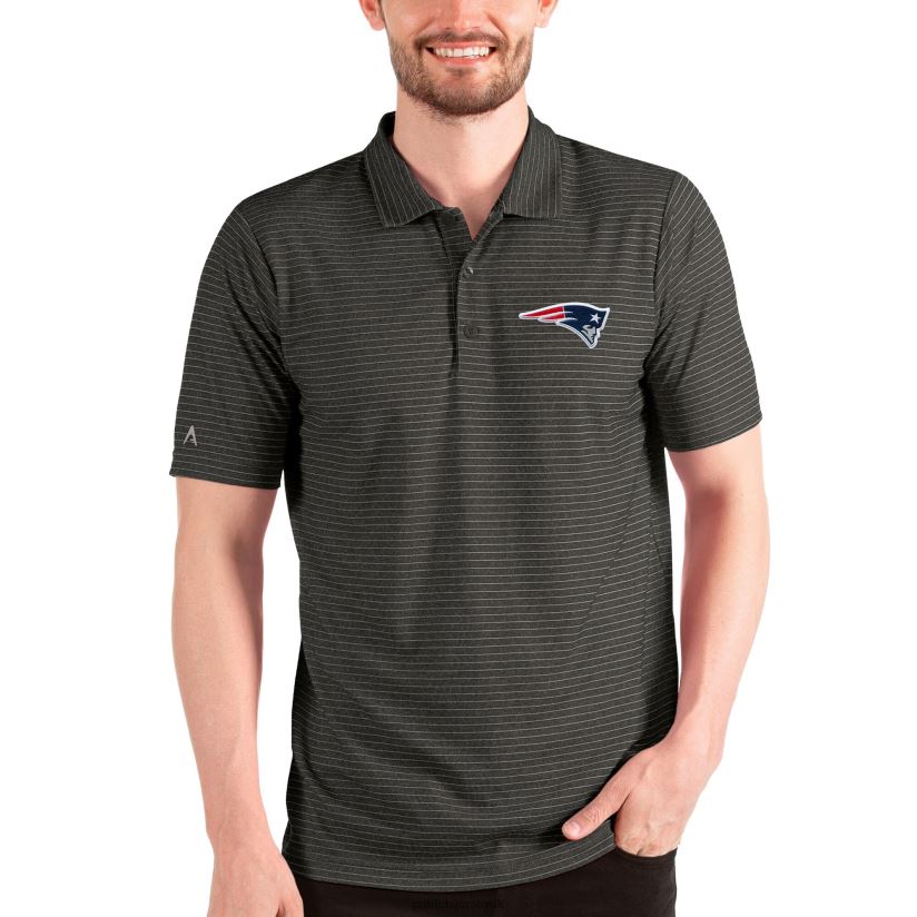 Antigua Heathered Black/Silver Esteem Polo Men Patriots Jersey Clothing 6B6H8J1483