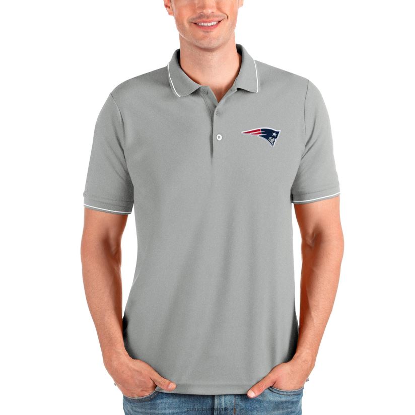 Antigua Heathered Gray Affluent Polo Men Patriots Jersey Clothing 6B6H8J1378