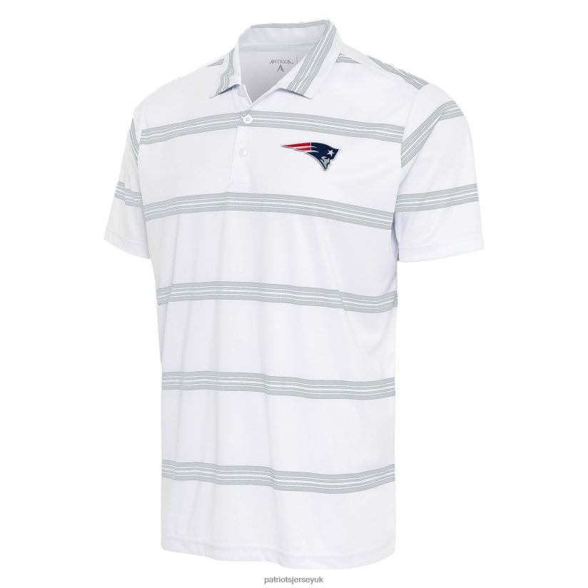 Antigua White/Gray Groove Polo Men Patriots Jersey Clothing 6B6H8J1516