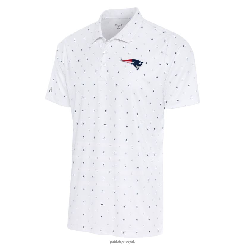 Antigua White/Navy 19th Hole Polo Men Patriots Jersey Clothing 6B6H8J1414
