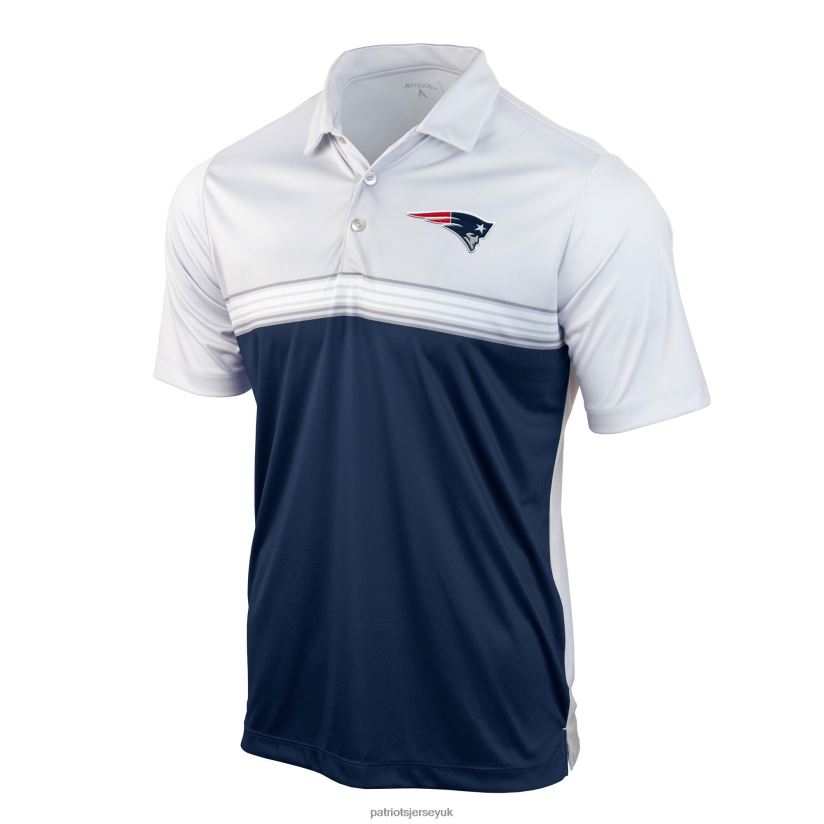 Antigua White/Navy Answer Polo Men Patriots Jersey Clothing 6B6H8J1361