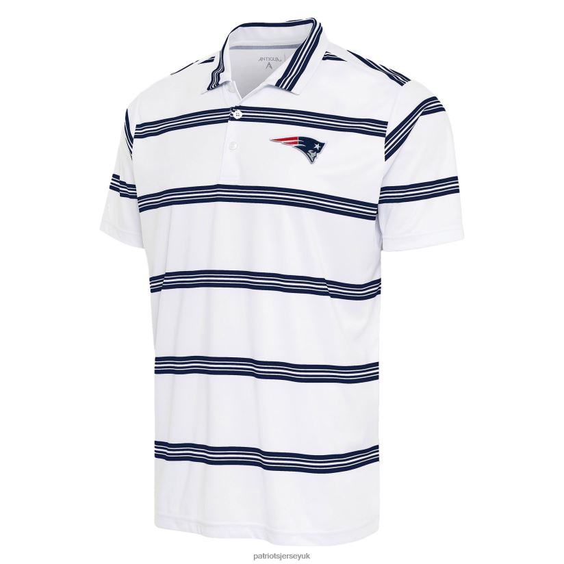 Antigua White/Navy Groove Polo Men Patriots Jersey Clothing 6B6H8J1434