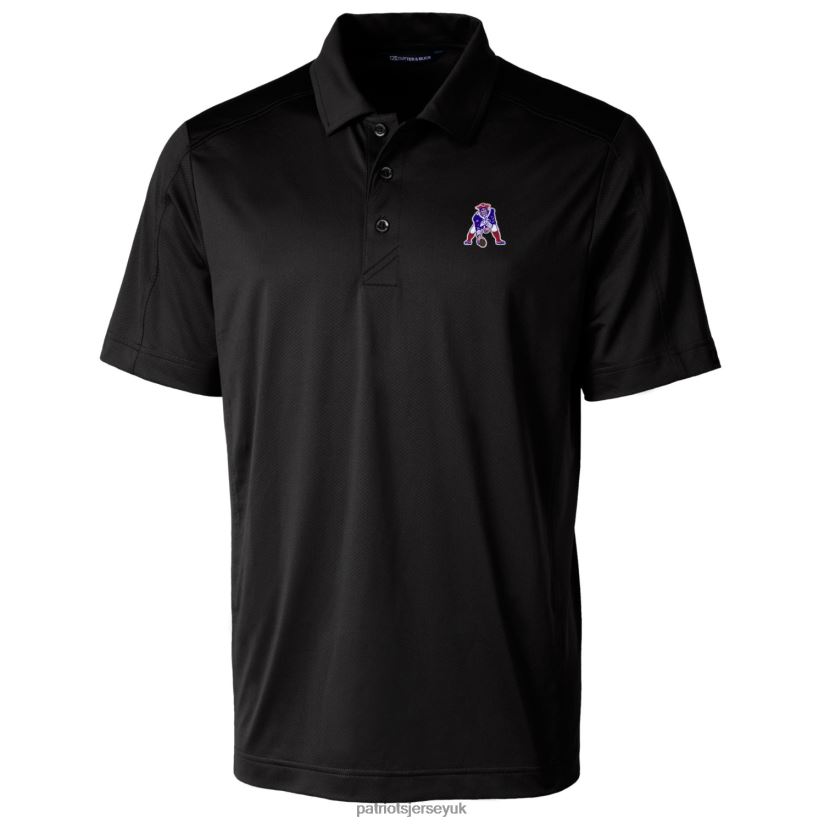 Cutter & Buck Black Throwback Logo Prospect Textured Stretch Polo Men Patriots Jersey Clothing 6B6H8J1314