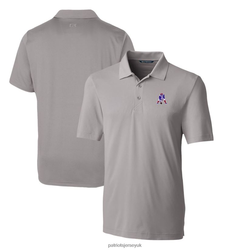 Cutter & Buck Gray Throwback Logo Forge Stretch Polo Men Patriots Jersey Clothing 6B6H8J1566