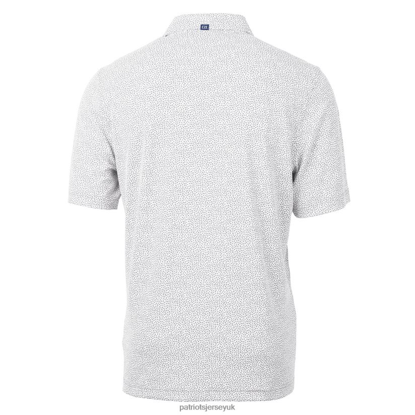 Cutter & Buck Gray Throwback Logo Virtue Eco-Pique Botanical Recycled Polo Men Patriots Jersey Clothing 6B6H8J1368