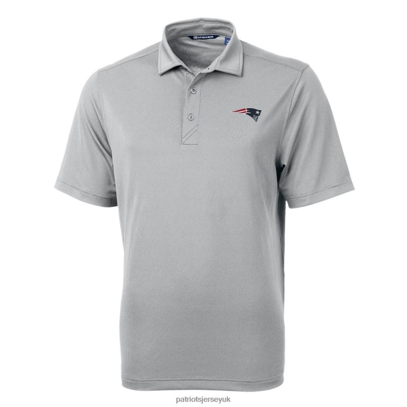 Cutter & Buck Gray Virtue Eco Pique Recycled Polo Men Patriots Jersey Clothing 6B6H8J1625