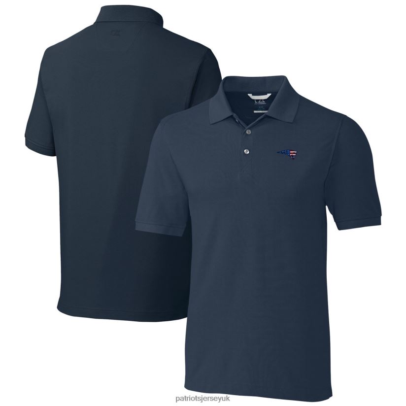 Cutter & Buck Navy Advantage Tri-Blend Pique Polo Men Patriots Jersey Clothing 6B6H8J1382