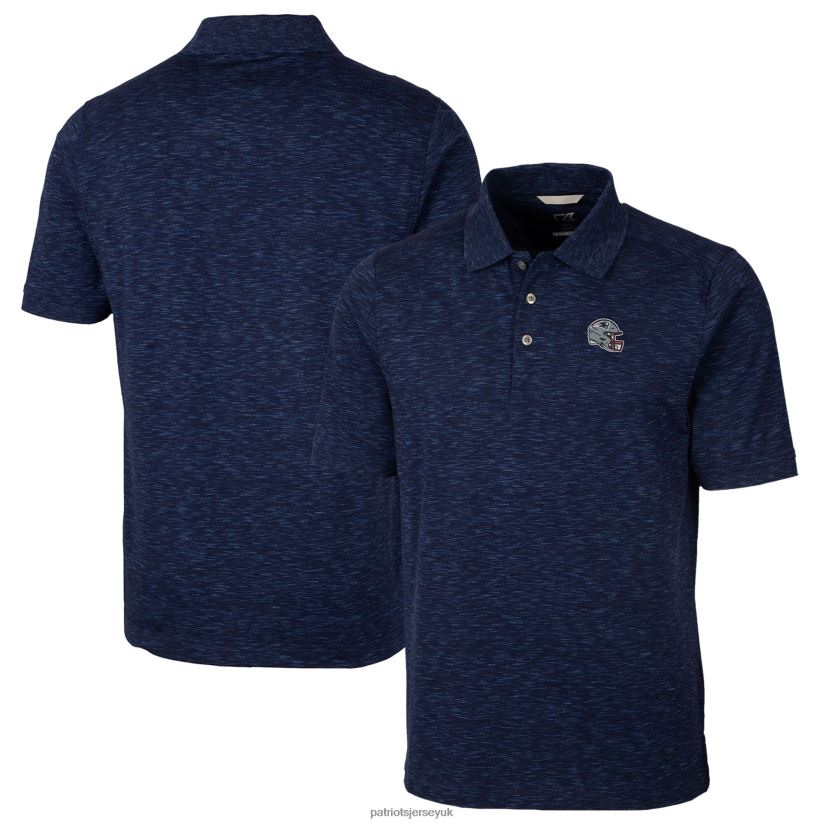 Cutter & Buck Navy Helmet Advantage Space Dye Tri-Blend Polo Men Patriots Jersey Clothing 6B6H8J1302