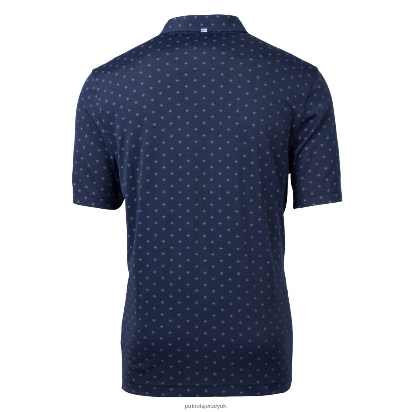 Cutter & Buck Navy Helmet Virtue Eco Pique Tile Print Recycled Polo Men Patriots Jersey Clothing 6B6H8J1278