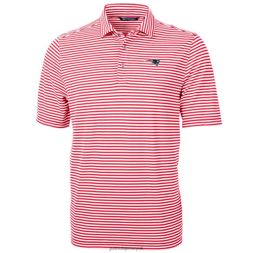 Cutter & Buck Red Big & Tall Virtue Eco Pique Stripe Recycled Polo Men Patriots Jersey Clothing 6B6H8J1449