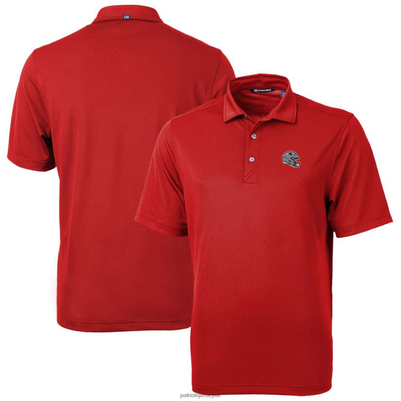 Cutter & Buck Red Helmet Virtue Eco Pique Recycled Polo Men Patriots Jersey Clothing 6B6H8J1365