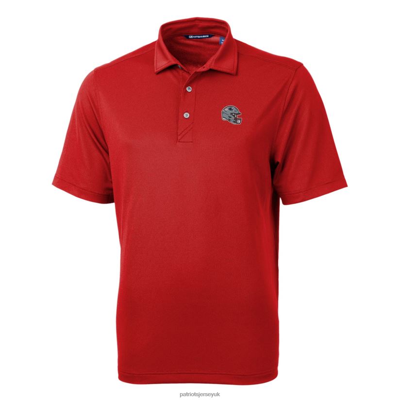 Cutter & Buck Red Helmet Virtue Eco Pique Recycled Polo Men Patriots Jersey Clothing 6B6H8J1365