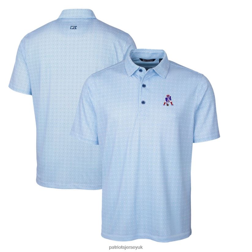 Cutter & Buck Royal Throwback Logo Pike Double Dot Print Stretch Polo Men Patriots Jersey Clothing 6B6H8J1373