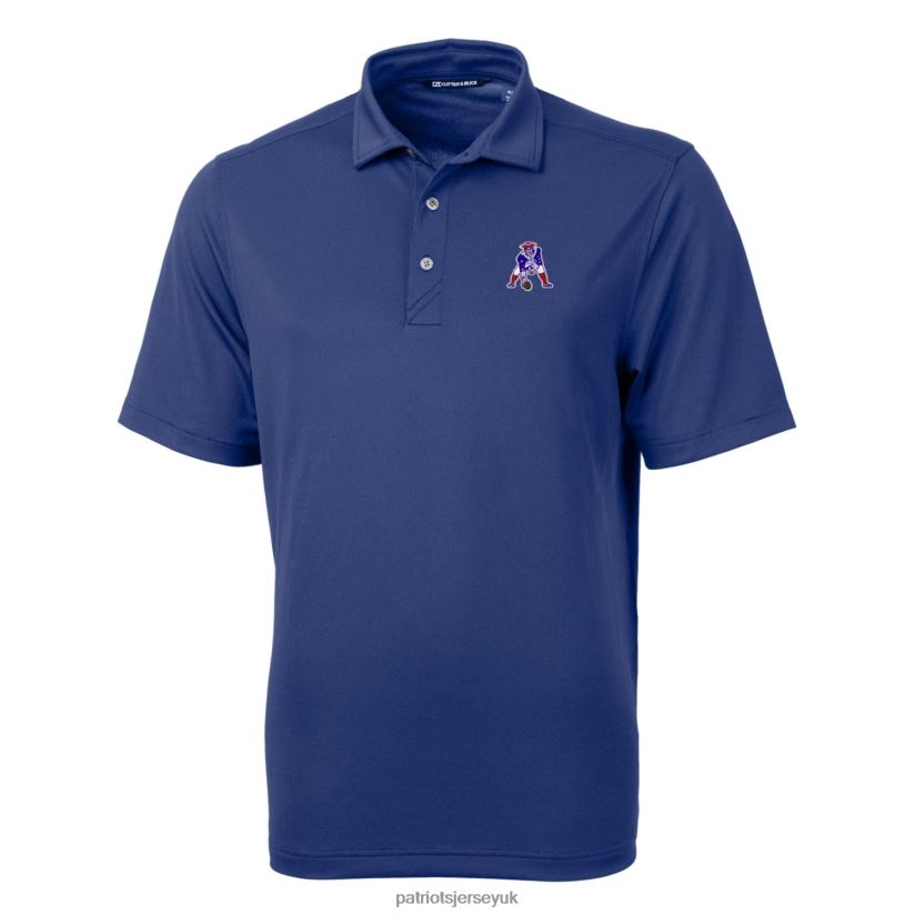 Cutter & Buck Royal Throwback Logo Virtue Eco Pique Recycled Big & Tall Polo Men Patriots Jersey Clothing 6B6H8J1541