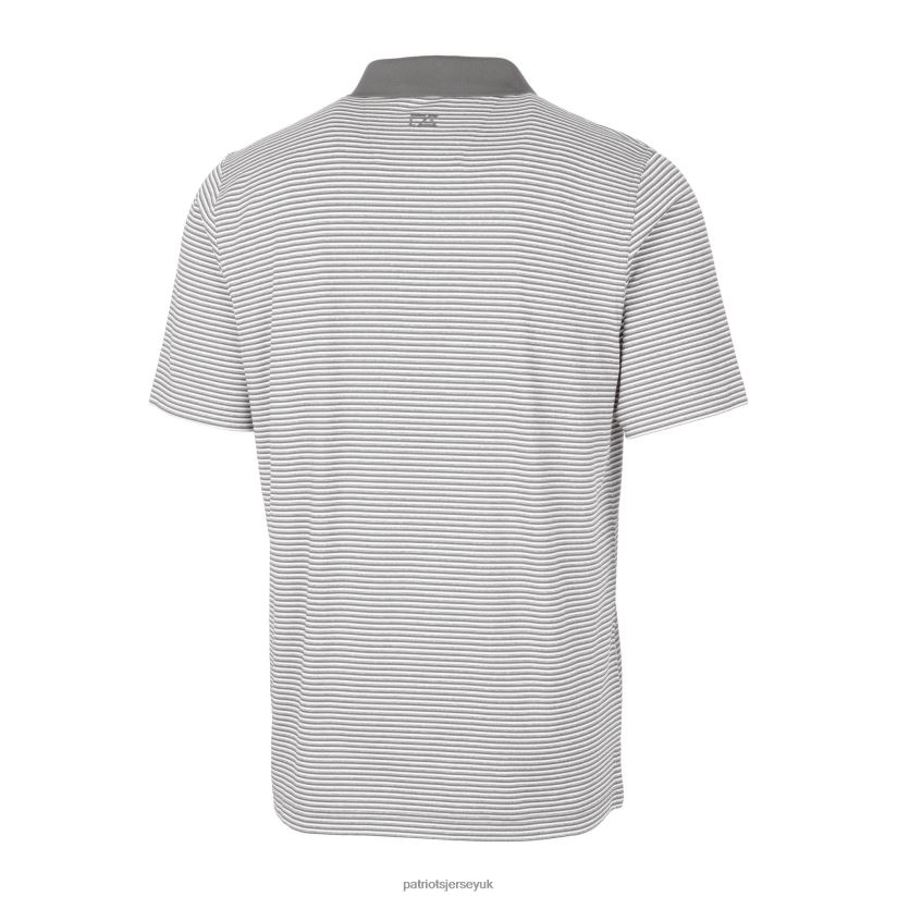 Cutter & Buck Silver Helmet Forge Tonal Stripe Stretch Polo Men Patriots Jersey Clothing 6B6H8J1292
