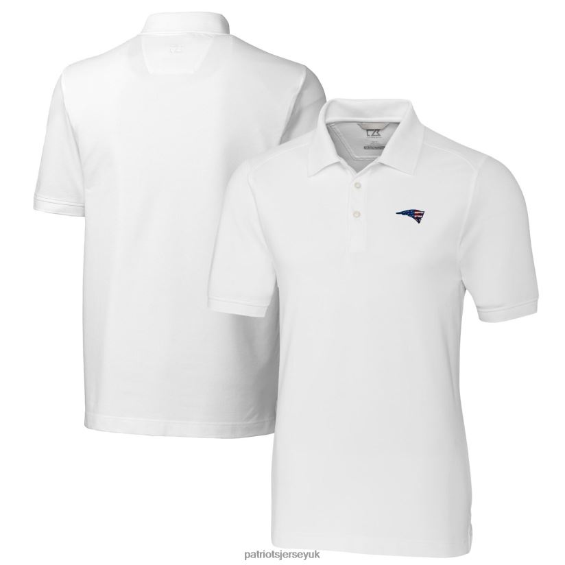 Cutter & Buck White Advantage Tri-Blend Pique Polo Men Patriots Jersey Clothing 6B6H8J1523