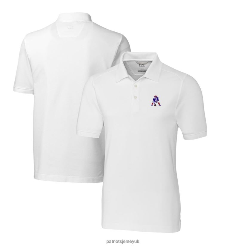 Cutter & Buck White Advantage Tri-Blend Pique Throwback Polo Men Patriots Jersey Clothing 6B6H8J1527