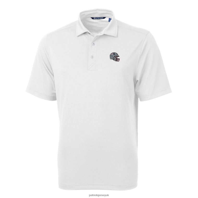 Cutter & Buck White Helmet Virtue Eco Pique Recycled Polo Men Patriots Jersey Clothing 6B6H8J1363