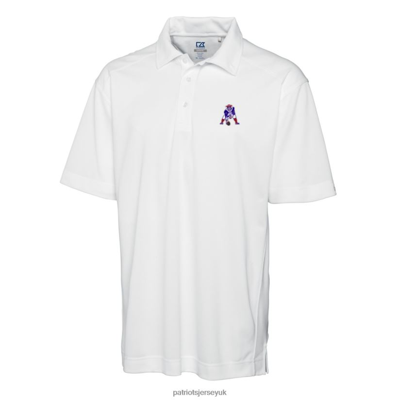 Cutter & Buck White Throwback Logo Big & Tall DryTec Genre Textured Solid Polo Men Patriots Jersey Clothing 6B6H8J1538