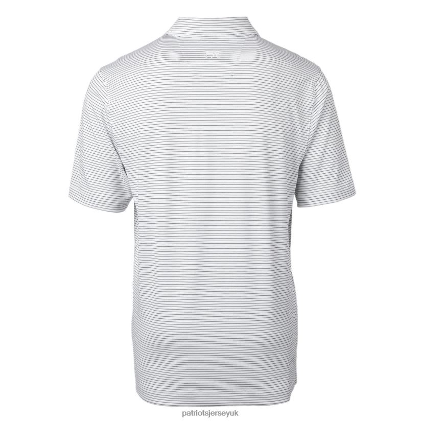 Cutter & Buck White Throwback Logo Forge Pencil Stripe Stretch Polo Men Patriots Jersey Clothing 6B6H8J1602