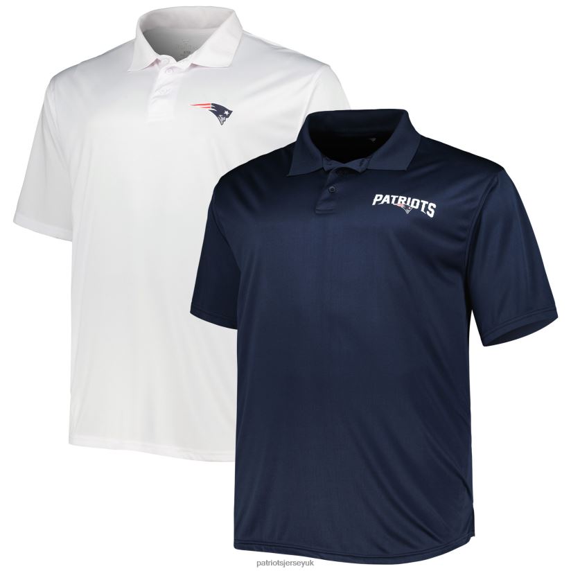 Fanatics Branded Navy/White Solid Two-Pack Polo Set Men Patriots Jersey Clothing 6B6H8J1895
