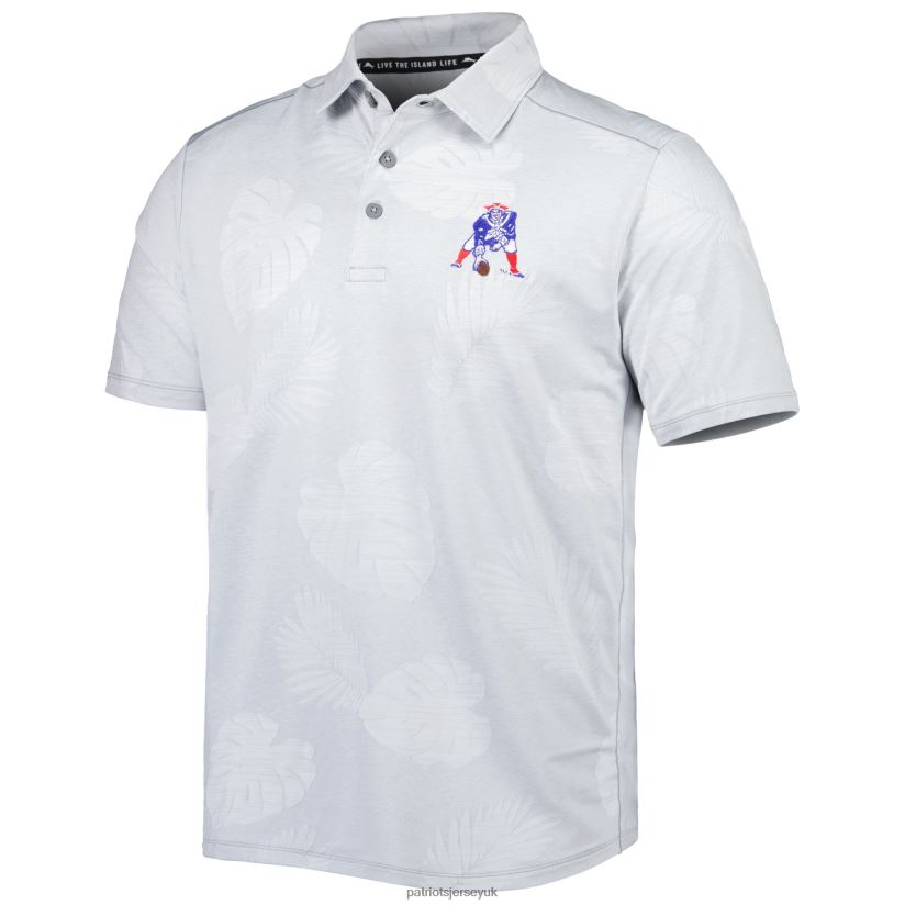 Tommy Bahama Gray Throwback Delray Frond IslandZone Polo Men Patriots Jersey Clothing 6B6H8J1354