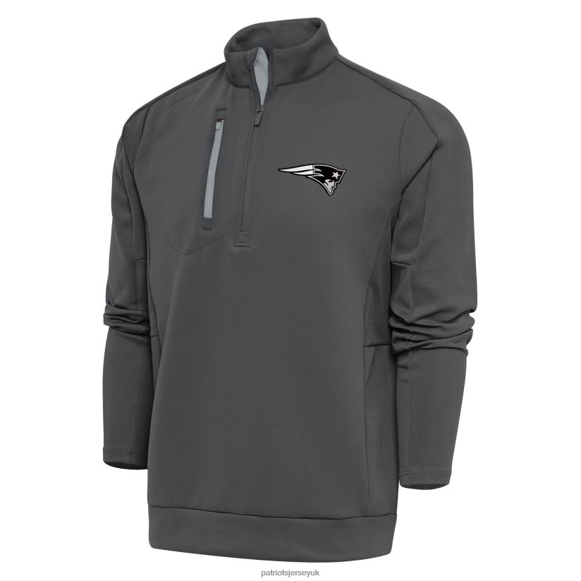 Antigua Charcoal Metallic Logo Big & Tall Generation Quarter-Zip Pullover Top Men Patriots Jersey Clothing 6B6H8J2137