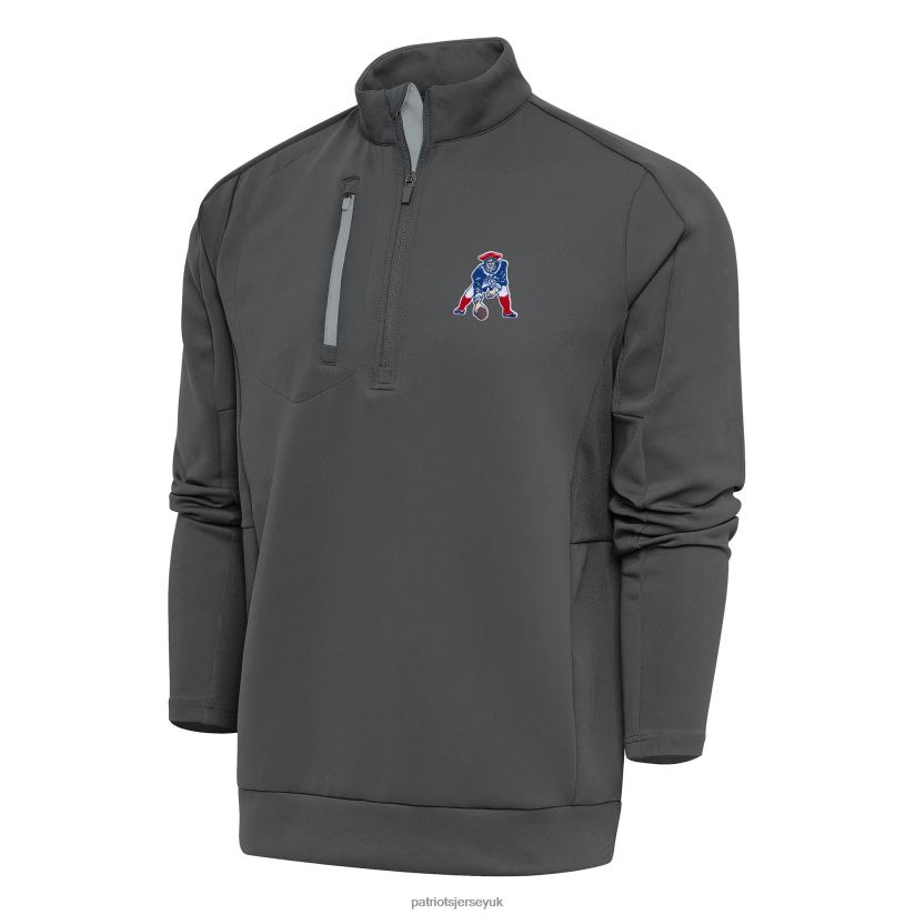 Antigua Charcoal Team Logo Throwback Generation Big & Tall Quarter-Zip Pullover Top Men Patriots Jersey Clothing 6B6H8J2135