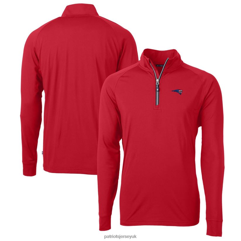 Cutter & Buck Red Big & Tall Adapt Eco Knit Stretch Recycled Quarter-Zip Pullover Top Men Patriots Jersey Clothing 6B6H8J2148