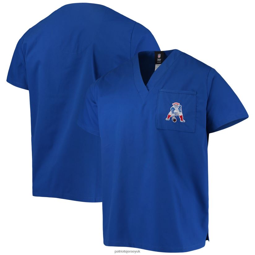 Concepts Sport Royal V-Neck Scrub Top Men Patriots Jersey Clothing 6B6H8J1645
