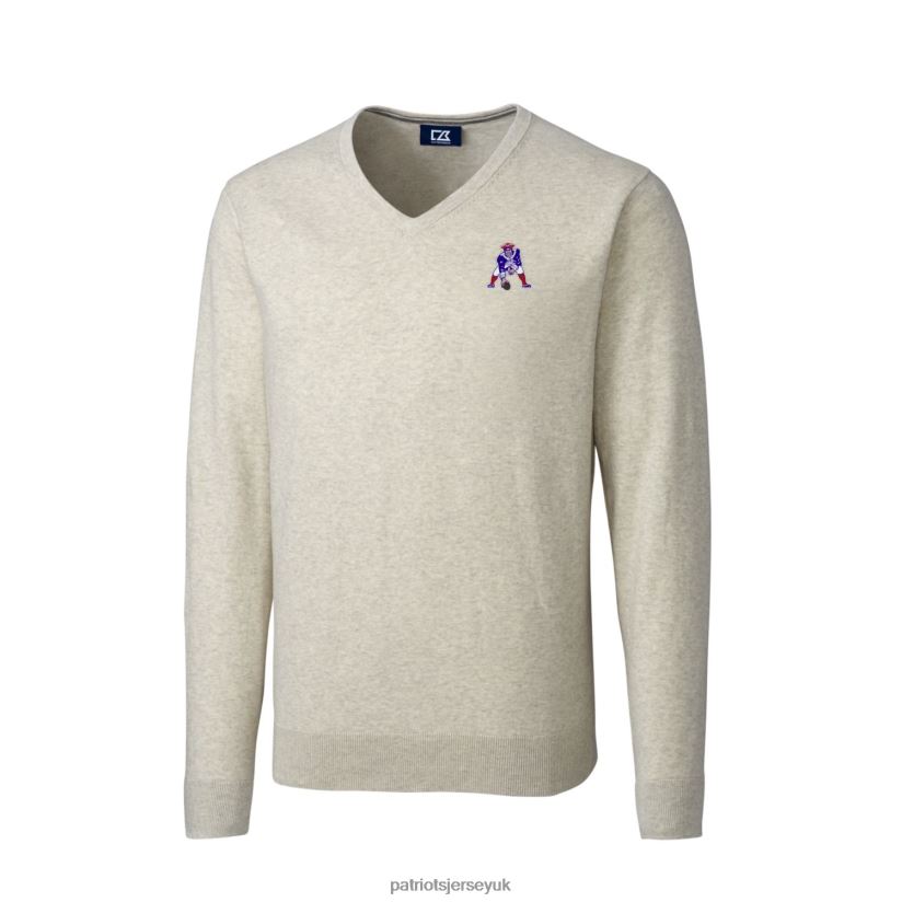 Cutter & Buck Oatmeal Throwback Logo Lakemont Tri-Blend V-Neck Pullover Sweater Men Patriots Jersey Clothing 6B6H8J1672
