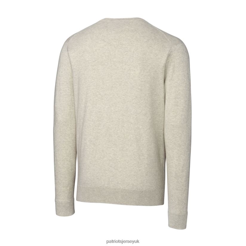 Cutter & Buck Oatmeal Throwback Logo Lakemont Tri-Blend V-Neck Pullover Sweater Men Patriots Jersey Clothing 6B6H8J1672