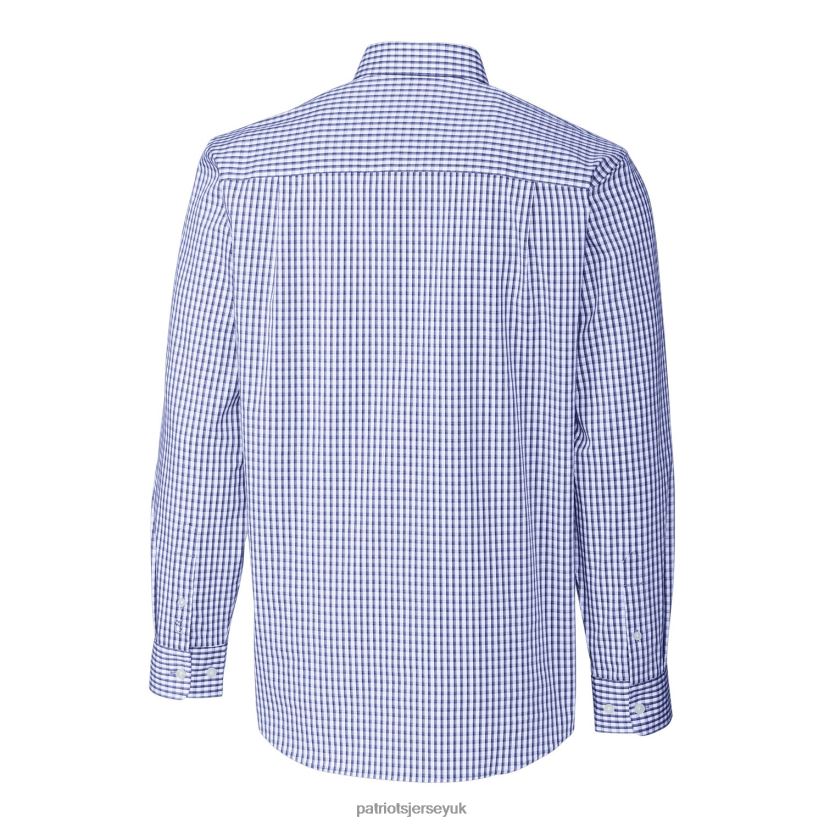 Cutter & Buck Royal Throwback Logo Easy Care Stretch Gingham Big & Tall Long Sleeve Button-Down Shirt Men Patriots Jersey Clothing 6B6H8J1671