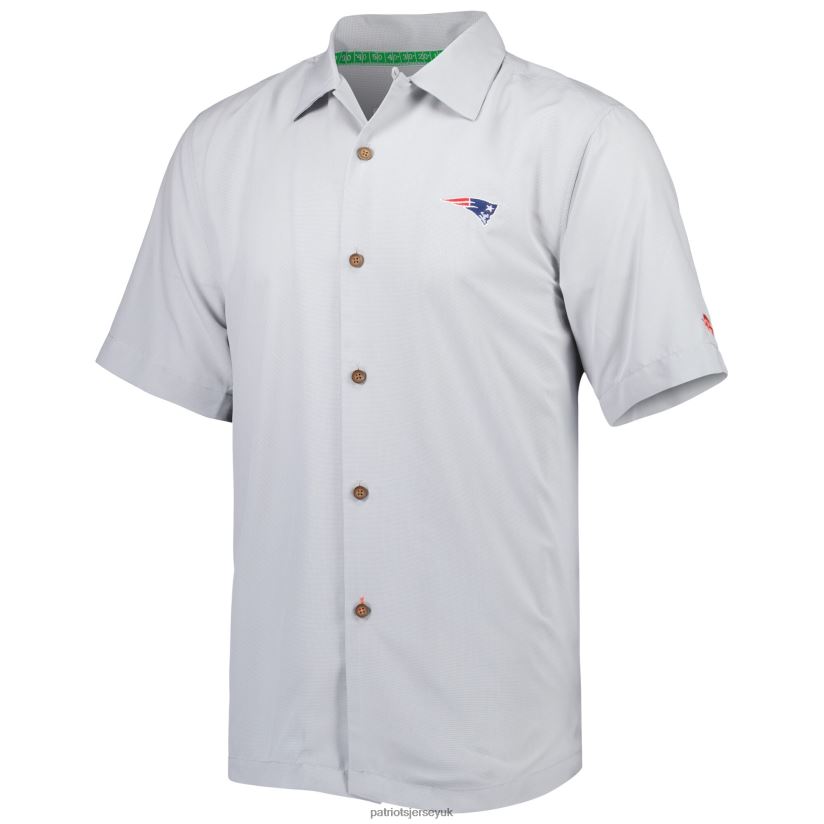 Tommy Bahama Gray Coconut Point Frondly Fan Camp IslandZone Button-Up Shirt Men Patriots Jersey Clothing 6B6H8J1643