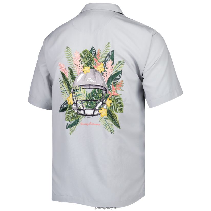 Tommy Bahama Gray Coconut Point Frondly Fan Camp IslandZone Button-Up Shirt Men Patriots Jersey Clothing 6B6H8J1643