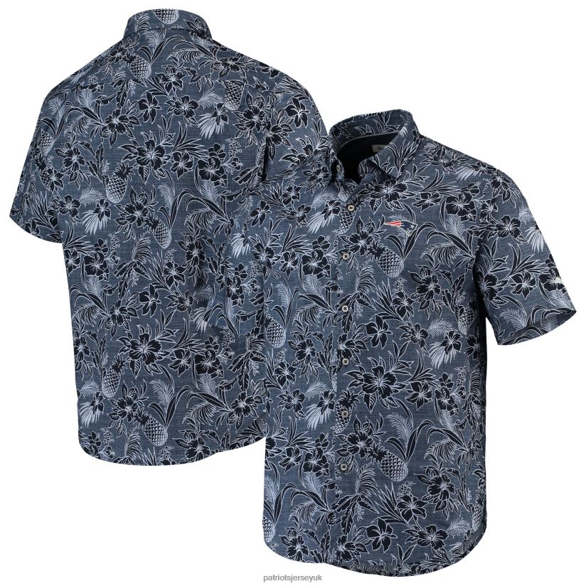 Tommy Bahama Navy Tiki Luau Woven Button-Up Shirt Men Patriots Jersey Clothing 6B6H8J1653