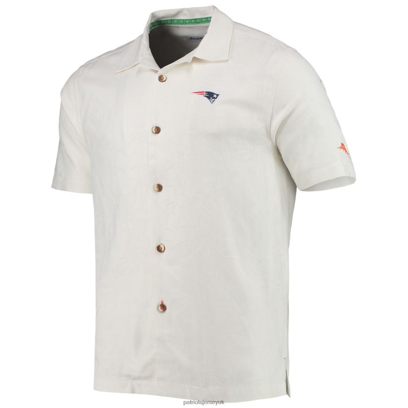 Tommy Bahama White Tropic Zone Camp Button-Up Shirt Men Patriots Jersey Clothing 6B6H8J1684