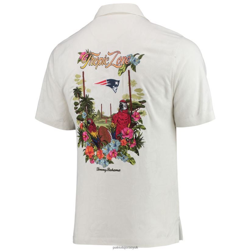 Tommy Bahama White Tropic Zone Camp Button-Up Shirt Men Patriots Jersey Clothing 6B6H8J1684