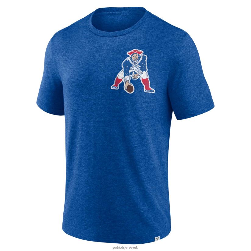 Fanatics Branded Heather Royal Oval Bubble Tri-Blend T-Shirt Men Patriots Jersey Clothing 6B6H8J1771