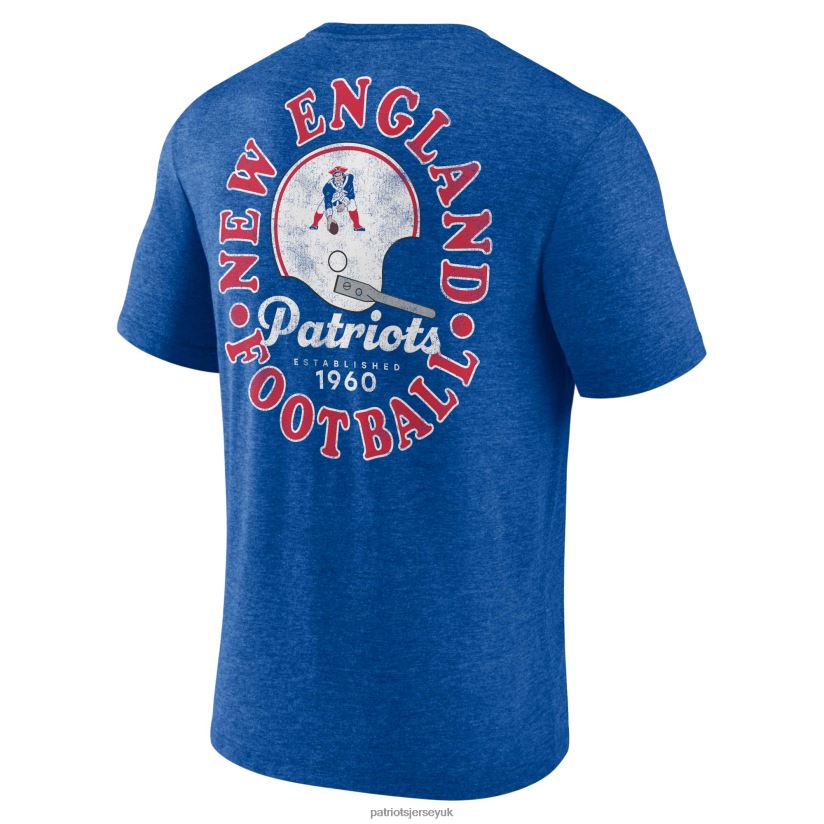 Fanatics Branded Heather Royal Oval Bubble Tri-Blend T-Shirt Men Patriots Jersey Clothing 6B6H8J1771
