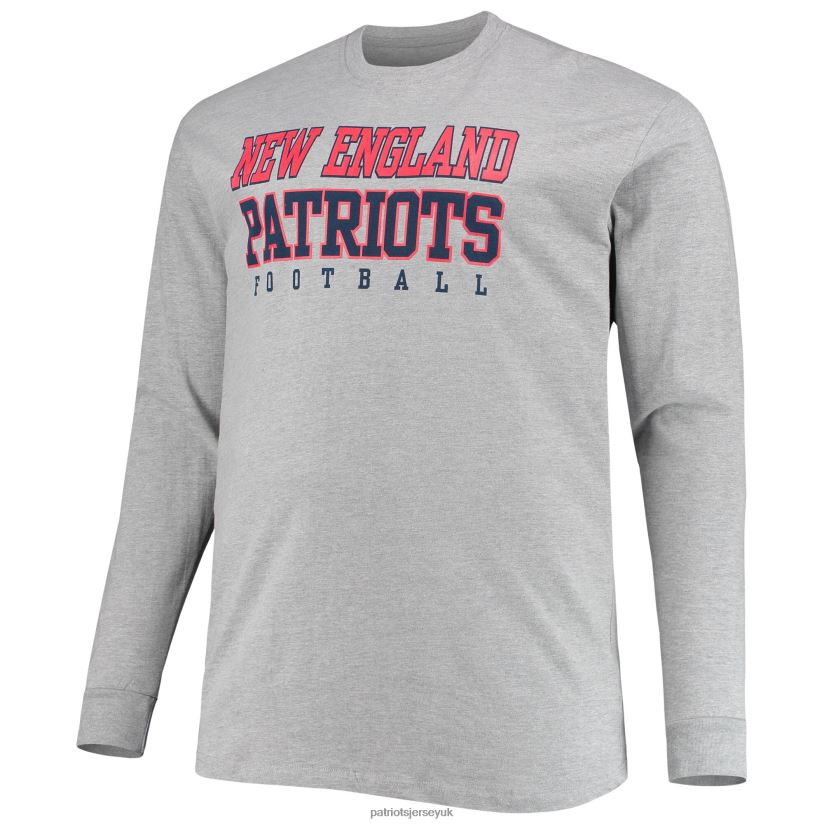 Fanatics Branded Heathered Gray Big & Tall Practice Long Sleeve T-Shirt Men Patriots Jersey Clothing 6B6H8J1887