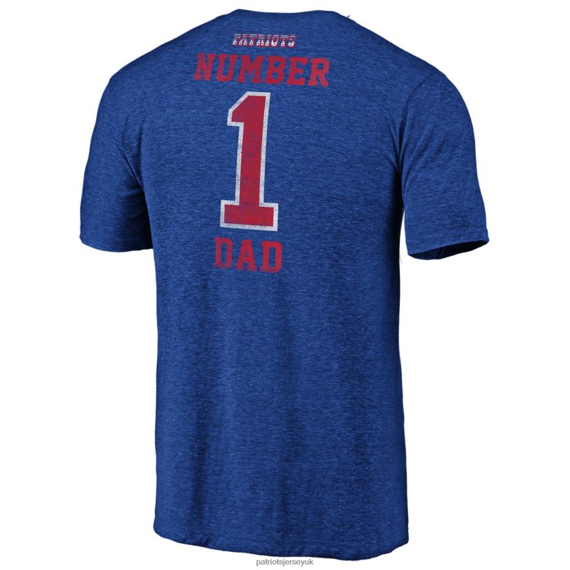 Fanatics Branded Heathered Royal Greatest Dad Retro Tri-Blend T-Shirt Men Patriots Jersey Clothing 6B6H8J2008