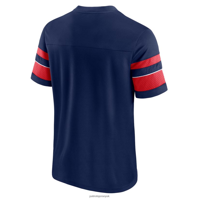Fanatics Branded Navy Textured Hashmark V-Neck T-Shirt Men Patriots Jersey Clothing 6B6H8J1931