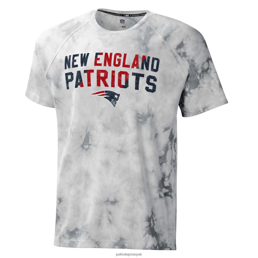 MSX by Michael Strahan Gray Resolution Tie-Dye Raglan T-Shirt Men Patriots Jersey Clothing 6B6H8J1981