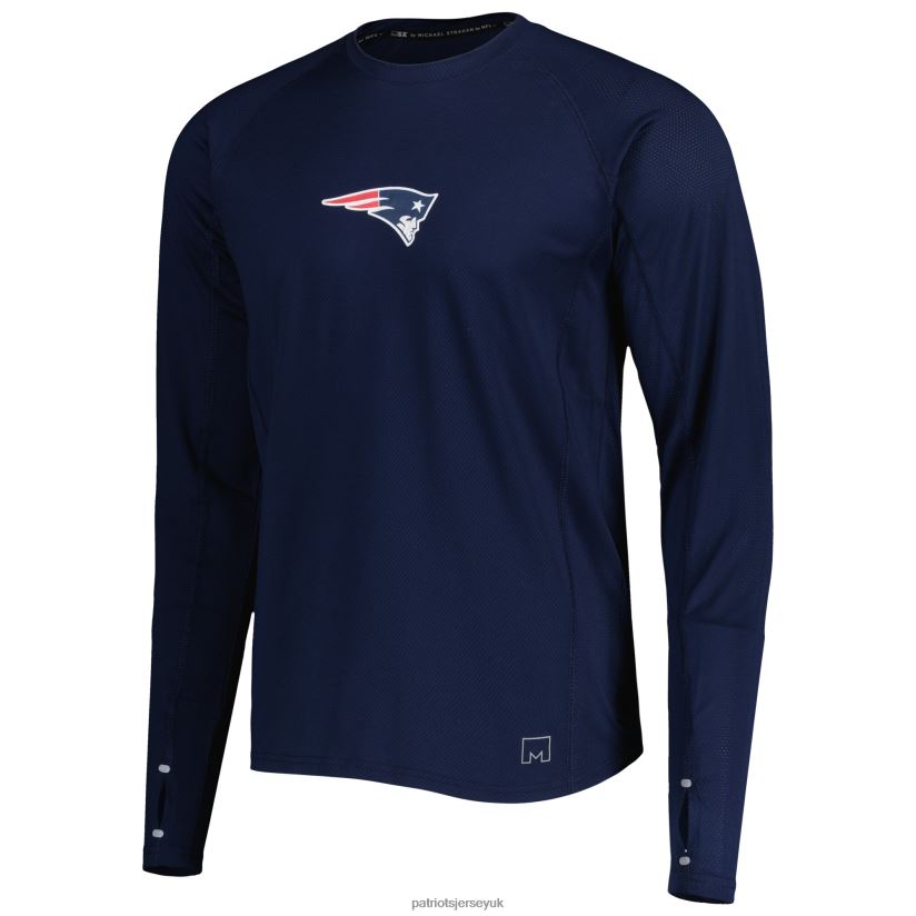 MSX by Michael Strahan Navy Interval Long Sleeve Raglan T-Shirt Men Patriots Jersey Clothing 6B6H8J2037