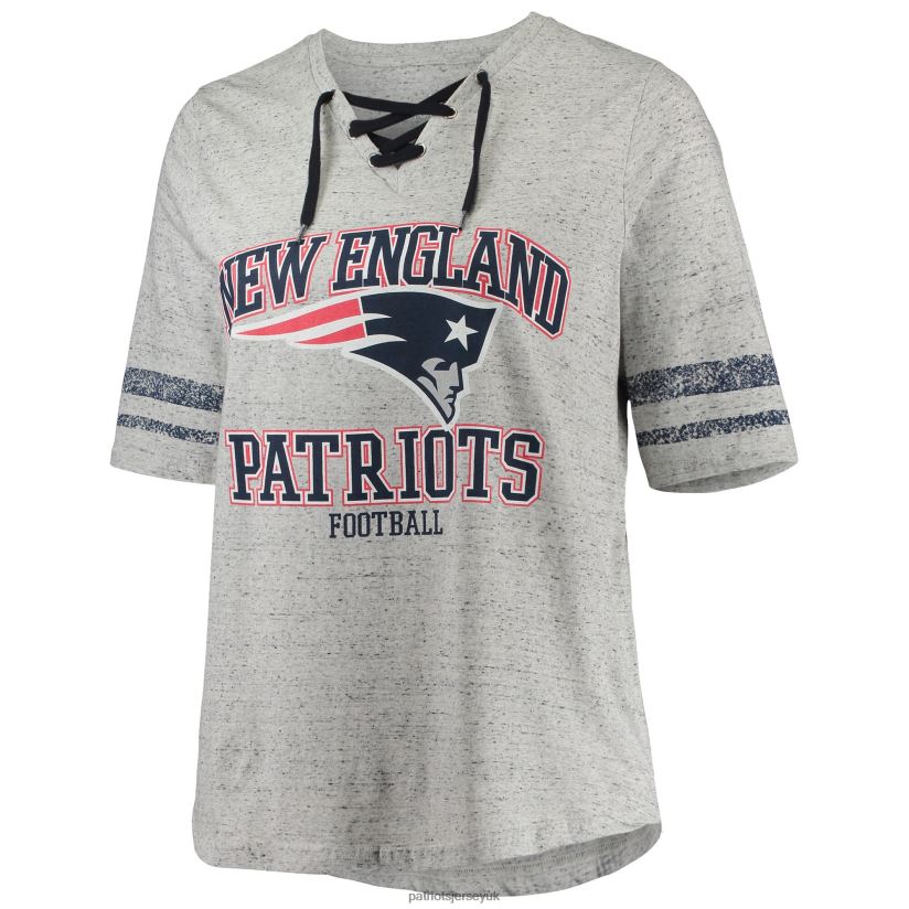 Mac Jones Heathered Gray Plus Size Lace-Up V-Neck T-Shirt Men Patriots Jersey Clothing 6B6H8J2784