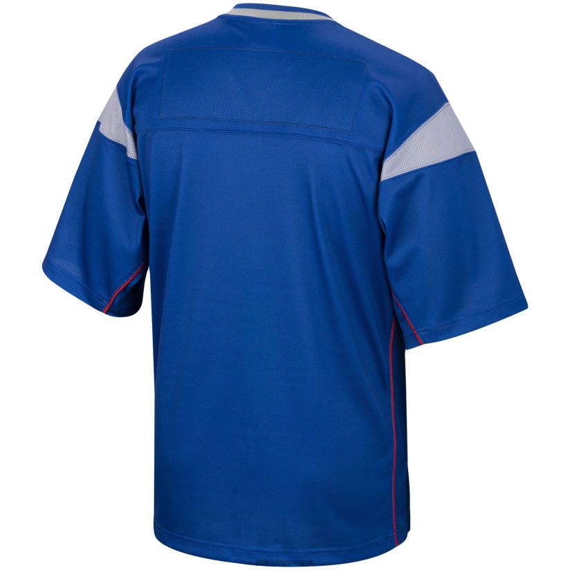 Mitchell & Ness Royal Big Face Historic Logo V-Neck T-Shirt Men Patriots Jersey Clothing 6B6H8J2003